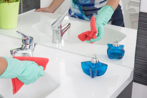 Cleaning operative using carpet extraction equipment with caution
