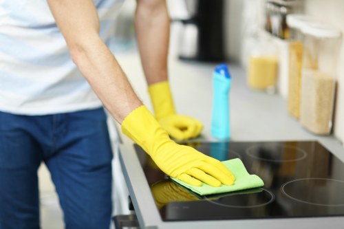 Safety-focused carpet cleaning process in progress
